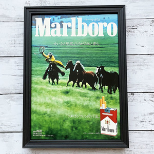 額装品◆Marlboro マールボロ タバコ 日本専売公社 /昭和/80年代/ポスター風広告/A4サイズ額入り/アートフレーム　YP27-1