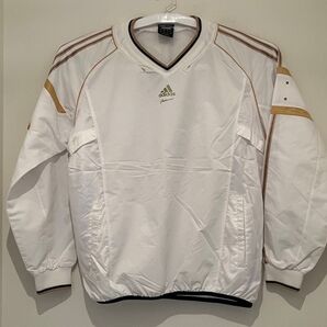 アディダスプロフェッショナル 長袖 Vネック ジャケット(Lサイズ)ホワイト 野球 トレーニングウェア Vジャン