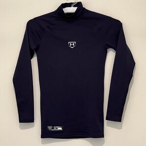 アンダーアーマー 長袖 裏起毛 アンダーシャツ(Sサイズ)ネイビー 紺色 野球トレーニングウェア UNDER ARMOUR