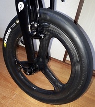 ■特注-東レT700最高品質軽量Carbon3SpokeBatonWheel3kMatte16inch■Vbrake/Front74/Rear130フリーハブカセット/カーボンバトン/オーダー可_画像2