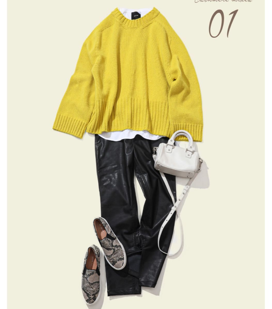 Spick & Span カシミヤウール 5G クルーネック イエロー　セーター