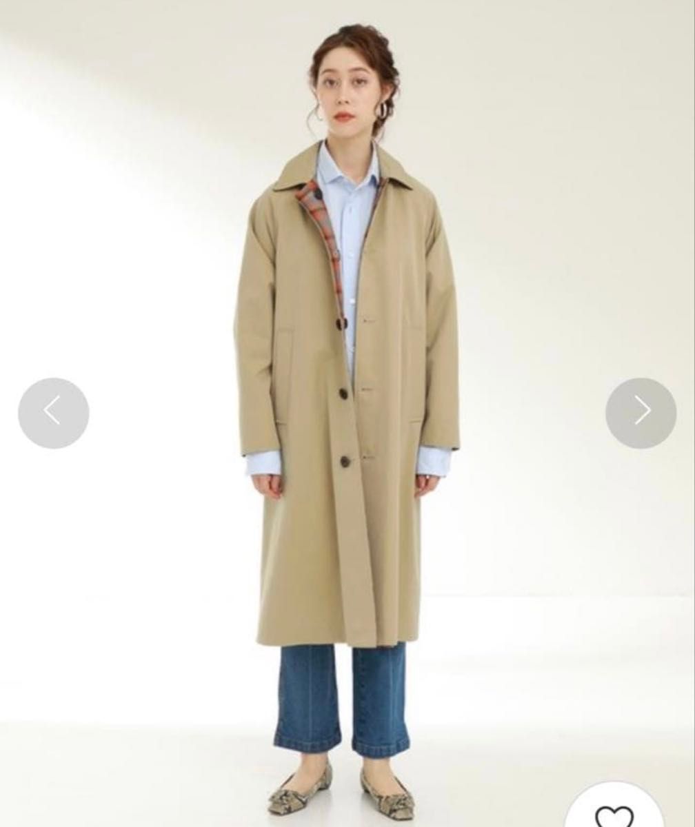 TICCA リバーシブルステンカラーコート　チェック柄リバーシブル　Fサイズ