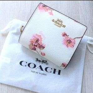 コーチ アウトレット 財布 花柄 アイボリー