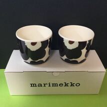 【 マリメッコ ラテマグ 】ウニッコ 2個セット / 送料込 / 未使用品 ブラウン グレー ベージュ / BEIGE DARK GRAY BROWN marimekko 廃盤_画像1