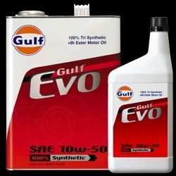 送料無料！　Gulf　EVO　ガルフ　エボ　 10W-50　100％合成油　100% Synthetic　 1Lｘ6本 (1ケース）　 エンジンオイル