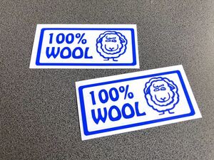 送料無料♪ 100%WOOL 角 001 ステッカー 約45×100㎜ 2枚セット 青色 US ハーレー カブ 所さん 世田谷ベース 世田谷