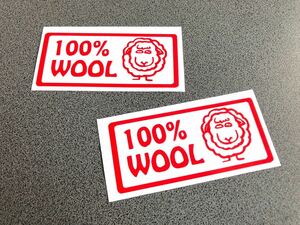 送料無料♪ 100%WOOL 角 001 ステッカー 大サイズ 約75×170㎜ 2枚セット 赤色 US ハーレー カブ 所さん 世田谷ベース 世田谷