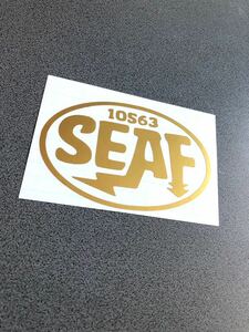 送料無料♪ SEAF 10563 ステッカー 約90×140㎜ ゴールド カブ ハーレー アメ車 旧車 世田谷ベース 世田谷 所さん