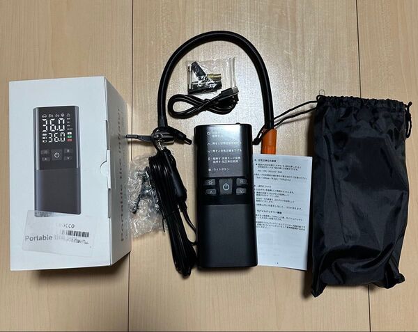 ポータブルエアポンプ デジタルディスプレイ付き 空気入れ 電動空気入れ 自転車