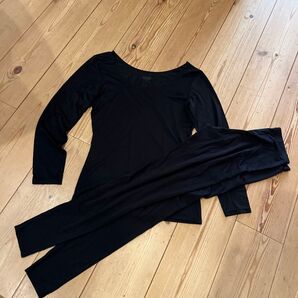 ユニクロ ヒートテック 黒 S 長袖 レギンス インナー 上下セット 防寒対策 寒さ対策 冬 まとめ売り