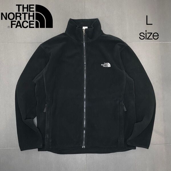 THE NORTH FACE ノースフェイス刺繍ロゴ フリースジャケット ブラックLサイズ