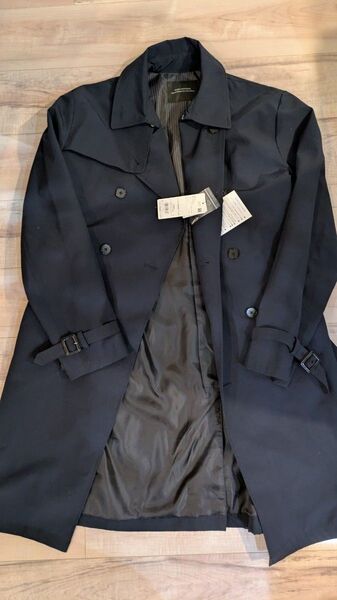 【新品】ナノ・ユニバース ダブルトレンチコート ネイビー Lサイズ タグ付き 定価17600円