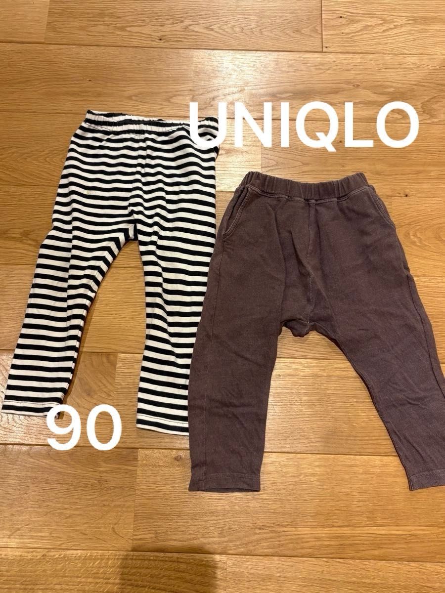 UNIQLO ユニクロ　90 ボーダー　茶色　パンツ　レギンス