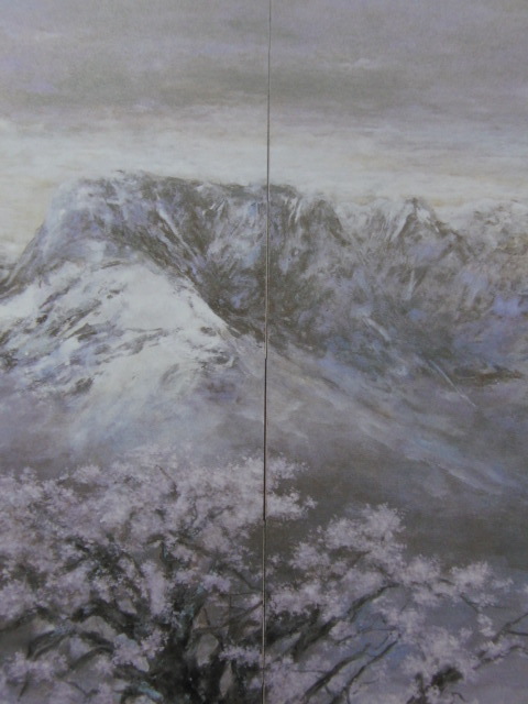 Katsuya Nasu, [Montañas y cerezos], De una rara colección de arte enmarcado., Nuevo marco incluido, En buena condición, gastos de envío incluidos, pintor japonés, Cuadro, Pintura al óleo, Naturaleza, Pintura de paisaje