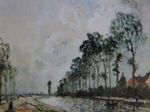 Art hand Auction Jongkind, LE CANAL DE L'OURCQ, Version outre-mer super rare raisonné, Tout neuf, encadré de haute qualité, livraison gratuite, y321, peinture, peinture à l'huile, Nature, Peinture de paysage