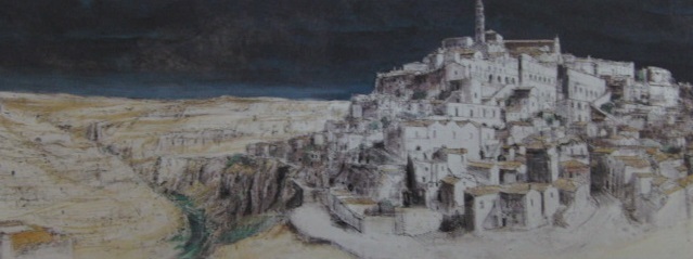 Shiro Iida, [Ville de Matera], Provenant d'une rare collection d'art encadrant, Nouveau cadre inclus, En bonne condition, frais de port inclus, y321, Peinture, Peinture à l'huile, Nature, Peinture de paysage