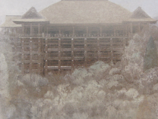 Minoru Inoue, [Kiyomizu-dera-Tempel], Aus einer seltenen Sammlung von Rahmenkunst, Neuer Rahmen inklusive, In guter Kondition, Porto inklusive, Japanischer Maler, Malerei, Ölgemälde, Natur, Landschaftsmalerei