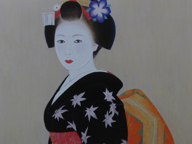 Hiroshi Tatsumi, [Maïko], Provenant d'une rare collection d'art encadrant, Nouveau cadre inclus, En bonne condition, frais de port inclus, peintre japonais, Peinture, Peinture à l'huile, Portraits