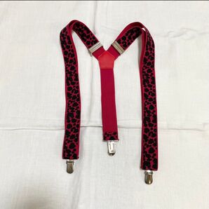 キッズサスペンダー 吊りバンド ベルト ピンク ヒョウ柄 豹柄 レオパード柄 アニマル柄 ギャル かわいい 可愛い 女の子