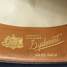 希少! 40年代 STETSON 57CM DIPLOMAT ディプロマット VITA ヴィータ レア ステットソン ネイビー ワインレッド VINTAGE HAT ハット USA 着_画像7