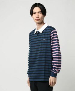 美品◆STUSSY ステューシー　Jonah Stripe LS Rugbyマルチボーダーラガーシャツ　ポロシャツ◆サイズM