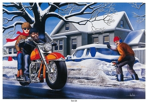 ポスター★David Mann チョッパー 220『Snow Job』★ハーレーダビッドソン/Chopper/イージーライダー/パンヘッド/ショベル/クリスマス