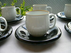 【有田焼 白立筋 】コーヒー カップ＆ソーサー 6客セット　白山陶器が好きな方にも 昭和 レトロ