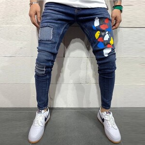 ジーンズ ペイント テーパード デニム パンツ2g3m