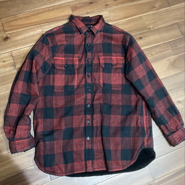 MINEDENIME マインデニム ジャケット ブルゾン ネルシャツ 裏ボア メンズ サイズ3 チェック柄 長袖シャツ