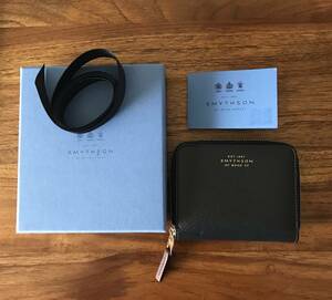 1回短時間のみ SMYTHSON スマイソン Panama ジップ コインケース レザー ネイビー x ボルドー ユニセックス