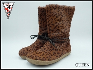 BOSABO is lako leather boots *37/23.5cm*bo sabot / France made / leopard print /20*12*2-15