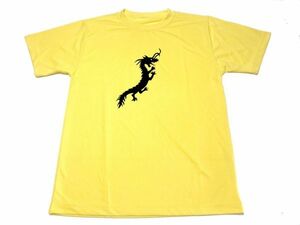 イエロー　龍　日本地図　切り絵　ドライ　Ｔシャツ　ドラゴン　干支　辰年 黄色