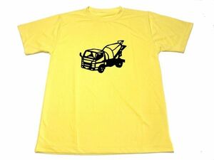 イエロー　ミキサー車 ドライ Tシャツ 働く車 グッズ 切り絵 黄色