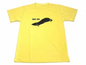 イエロー　雷魚 ドライ Tシャツ ライギョ 切り絵 釣り グッズ 黄色