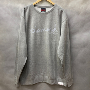 送料無料【2XL】Diamond Supply Co. 正規品 トレーナー crewneck ダイヤモンドサプライ ピスタグ付き グレー×ホワイトロゴ