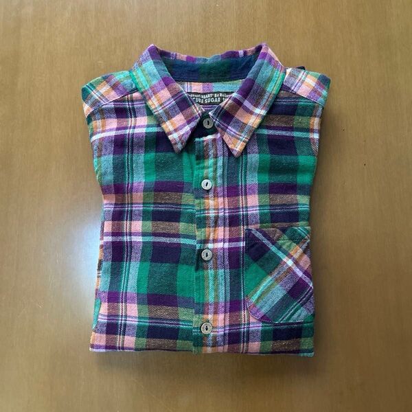 キューブシュガー CUBE SUGAR チェック柄シャツブラウス Mサイズ グリーン系