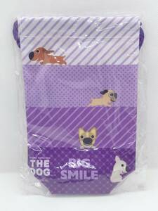 yn_M新品★THE DOG★BIG SMILE★ Save Pet Project_セーブ ペット プロジェクト 巾着袋 ペットボトルカバー 猫 犬 パープル 紫色