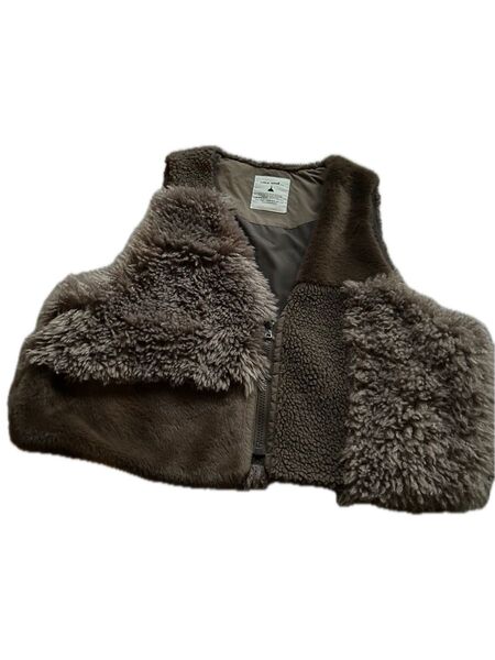 ニコアンド niko and ファー ベスト ボアベスト ブラウン short もこもこ ファーベスト ジレ
