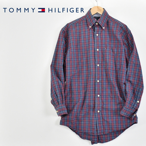 送料300円│TOMMY HILFIGER トミーヒルフィガー ★ インド製 チェック柄 ボタンダウン ボタンシャツ メンズ XS