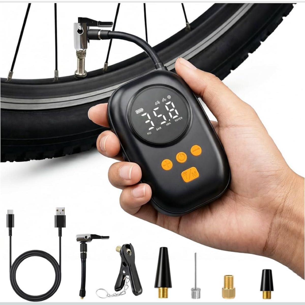ポータブル　電動空気入れ コードレス　 自転車 車