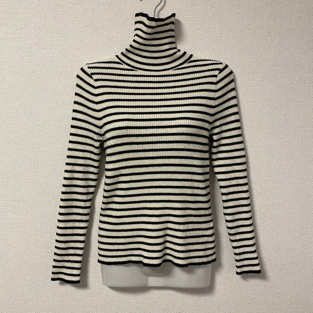 ストライプ タートルネック セーター earth music&ecology S ボーダー ニット 長袖 ハイネック