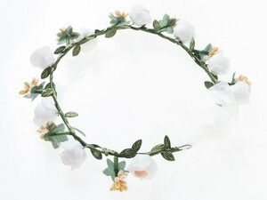 花嫁 花冠 花かんむり フラワー 造花バラ 一重 ウェディング イベントなど#ホワイト+オレンジ