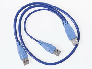 USB 2.0対応 3プラグ ポータブル 外付けハードディスク用 ケーブル#ブルー