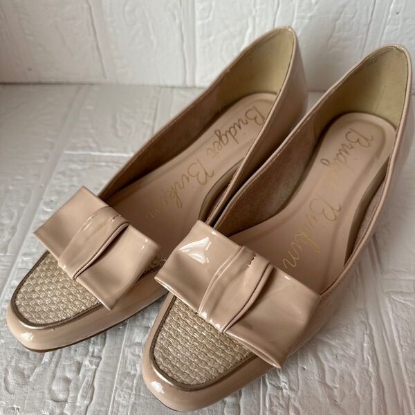 未使用【ブリジットバーキン】ラフィアコンビエナメルリボンパンプス 23.5㎝