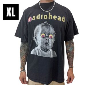 ★Radiohead / レディオヘッド ヴィンテージ風 ロックTシャツ 90s 人気デザイン ブラック フェード