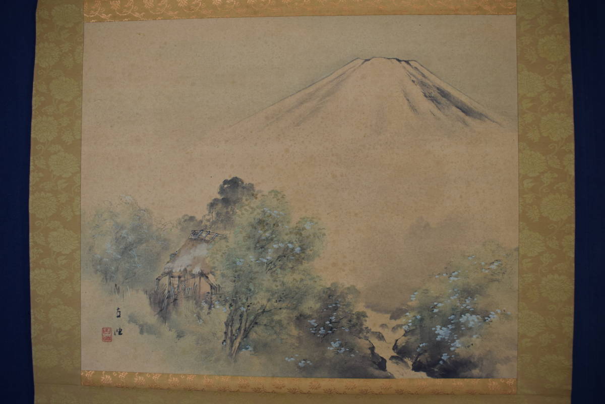Authentisch/Sato Koshu/Berg Fuji/Landschaft/Hängerolle☆Schatzschiff☆W-864 J, Malerei, Japanische Malerei, Landschaft, Wind und Mond
