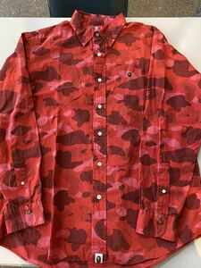 APE color duck red camouflage long sleeve shirt L