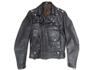  Vintage BUCOb-koJ 24 rare size 34 Dpoke Horse Hyde leather double rider's jacket Biker ta long USA black black 