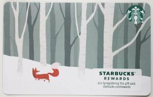 北米スタバカード2020ホリデー限定 きつね クリスマス 雪山 アメリカ海外USA紙製スターバックスカード