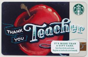 北米USAスターバックスカード★Thank You Teacher 2014 りんごApple アメリカ 海外 スタバカード